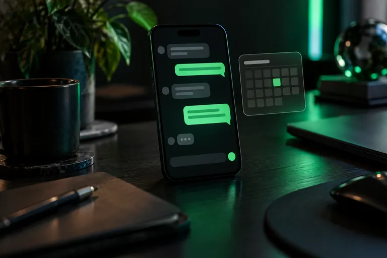 Celular com o agente respondendo o cliente e marcando horário
